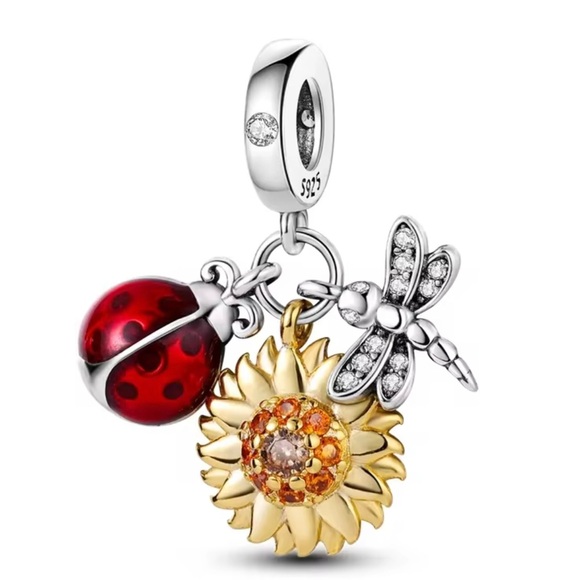 Pandora Silver Bracelet with Red and Gold Charms - Picture 1 of 1